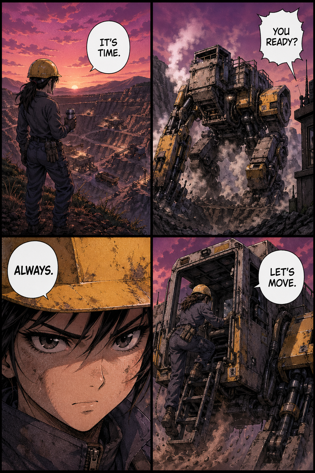 Mecha at Dawn — free comic made with Comic Maker
